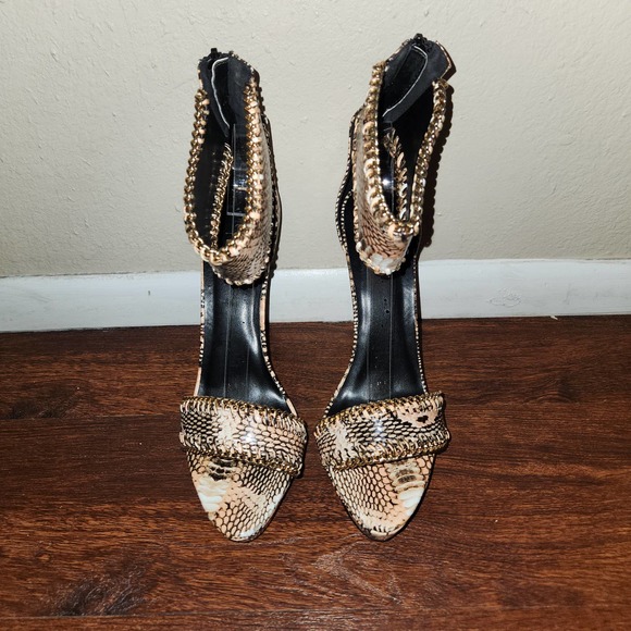 Charlotte Russe NIB Open Toe Ankle Strap Faux Snakeskin Cadence Stilettos, 10 - Picture 2 of 11